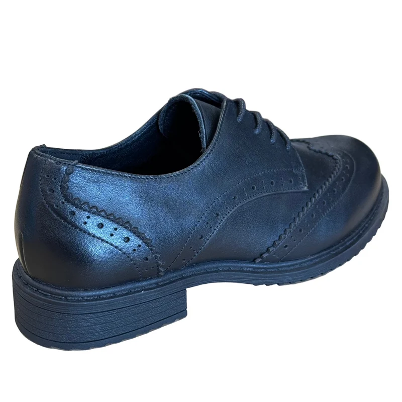 Teds Pomona Leder-Schulschuh mit Schnürung für Kinder | Schwarz