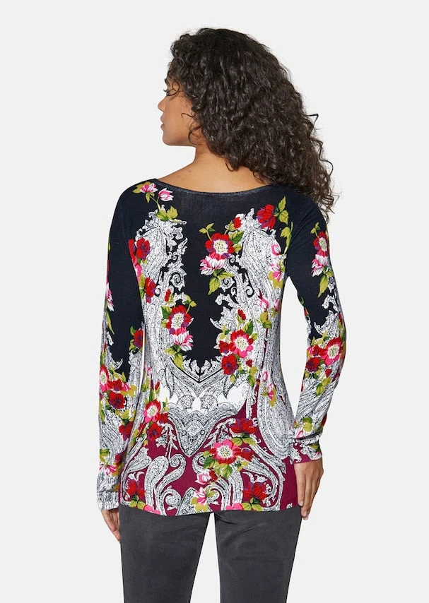 JANE - Damen Langarm-Pullover mit Blumenmuster
