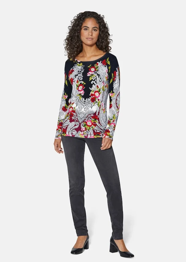 JANE - Damen Langarm-Pullover mit Blumenmuster