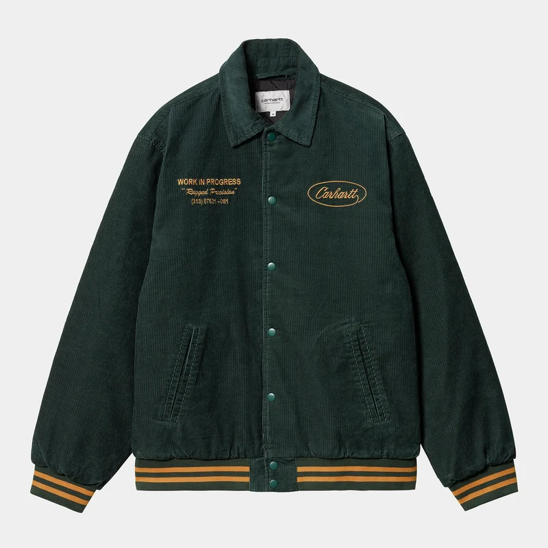 Carhartt WIP Herren Rugged Letterman-Jacke - Discovery Green / Buckthorn