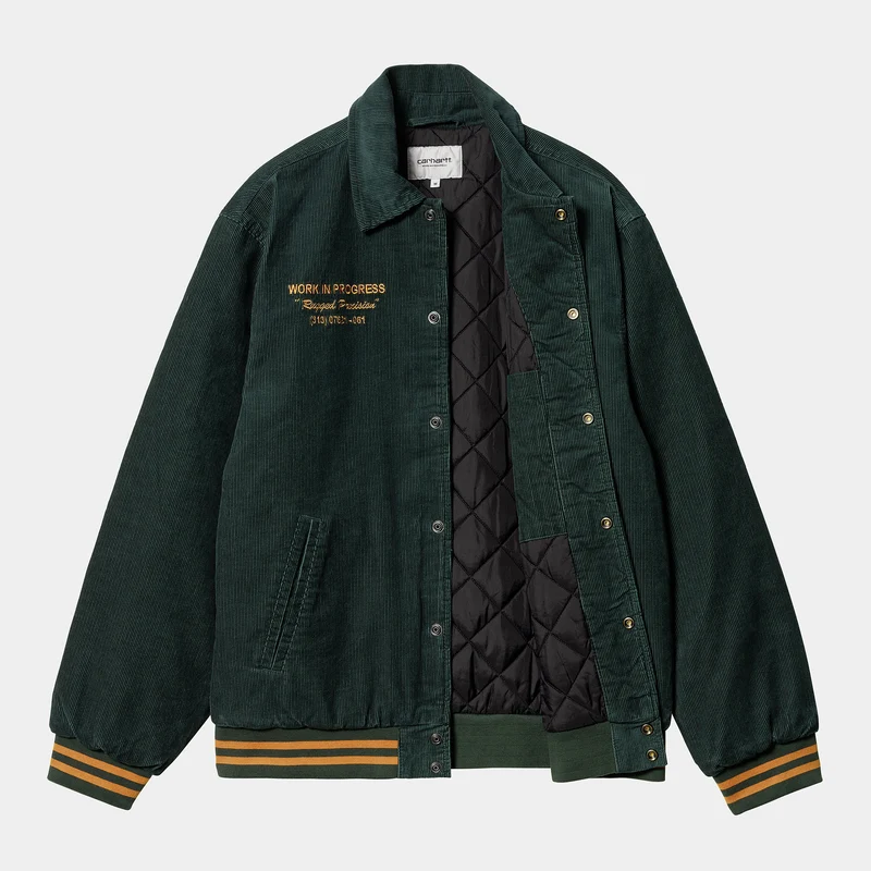 Carhartt WIP Herren Rugged Letterman-Jacke - Discovery Green / Buckthorn