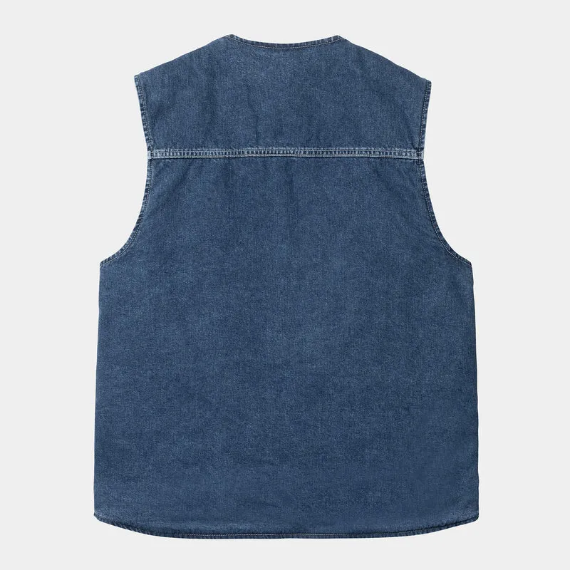 Carhartt WIP Herren Chore Stone Washed Weste - Blau