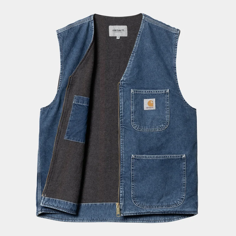 Carhartt WIP Herren Chore Stone Washed Weste - Blau