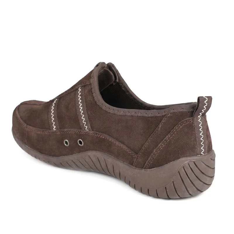 Memory Foam Leather Slip On Trainers - BRK43049 / 329 380 - Chocolate