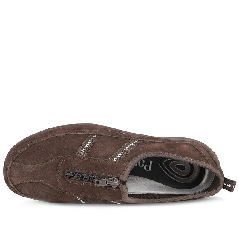 Memory Foam Leather Slip On Trainers - BRK43049 / 329 380 - Chocolate