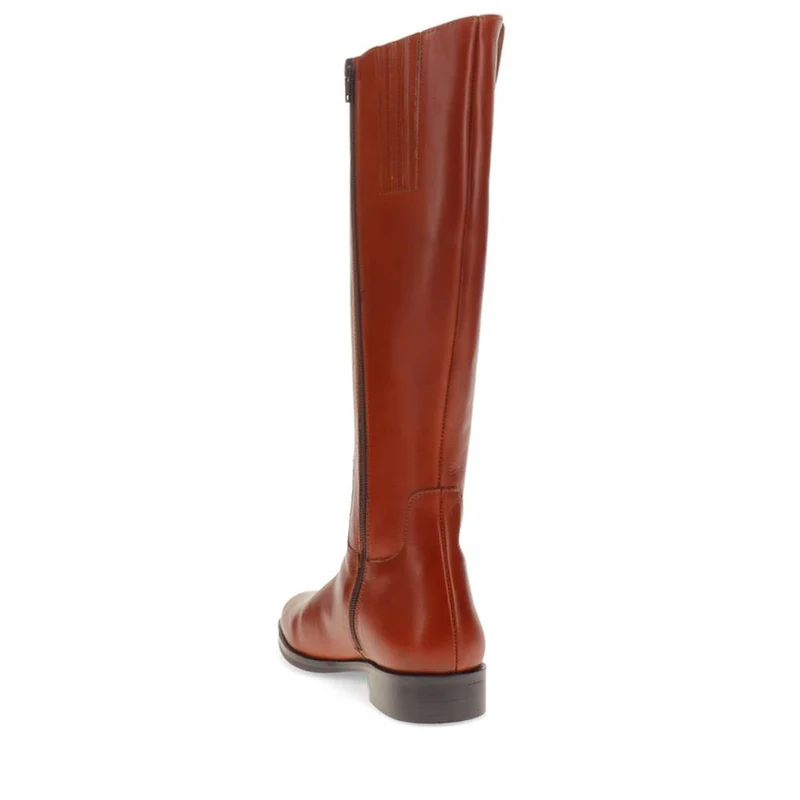 Emelia Large Calf Fit Leather Boots - EMELIAL / 326 211 - Tan