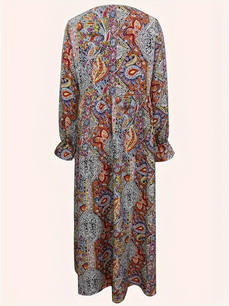 Elegantes Paisley Traum Boho Maxikleid mit Krawattenfront
