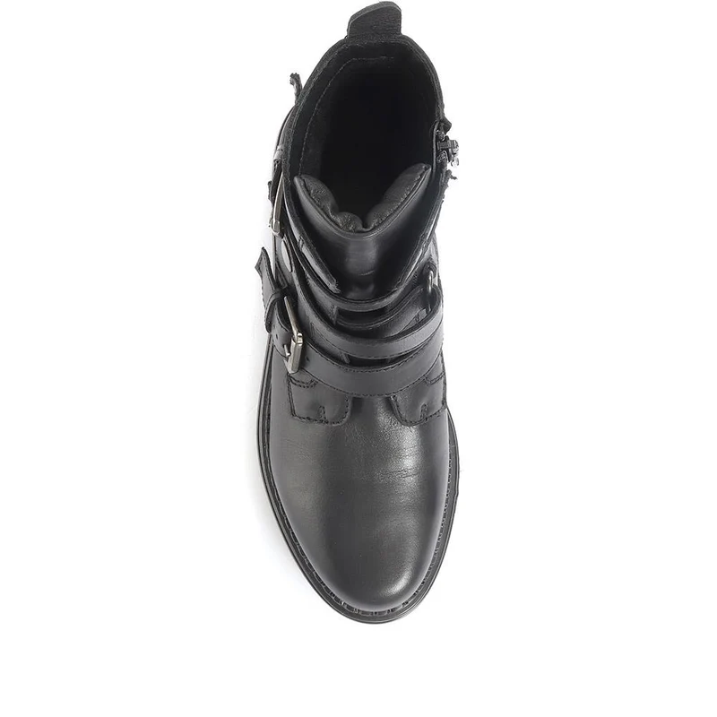 Casimira Buckle Biker Boots - CASIMIRA / 320 549 - Black Leather