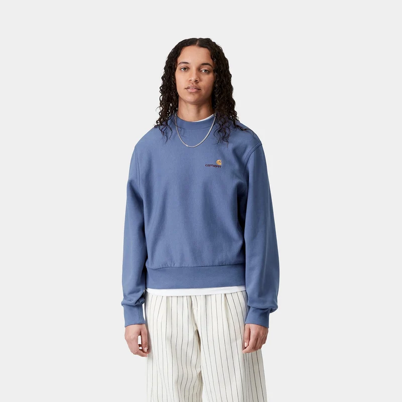 Carhartt WIP Frauen American Script Sweatshirt | Blaue Iris