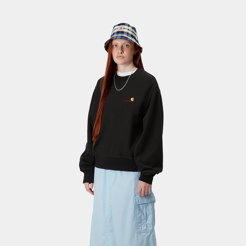 Carhartt WIP Frauen American Script Sweatshirt | Schwarz