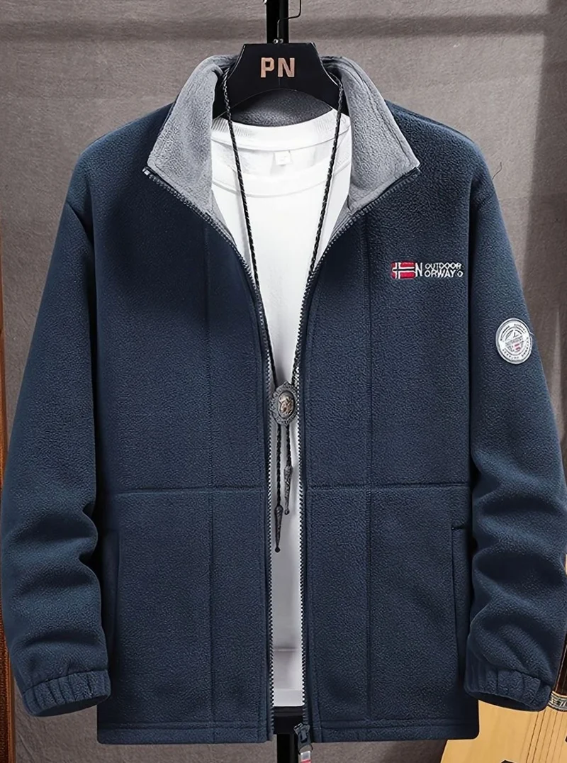 Maximilian | Herren Outdoor Fleece-Jacke mit Reißverschluss Stehkragen Wärmend