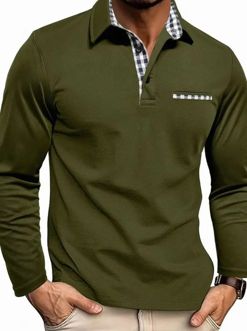 Fabian | Herren Langarm Polo-Shirt Klassischer Karo-Kragen Slim-Fit