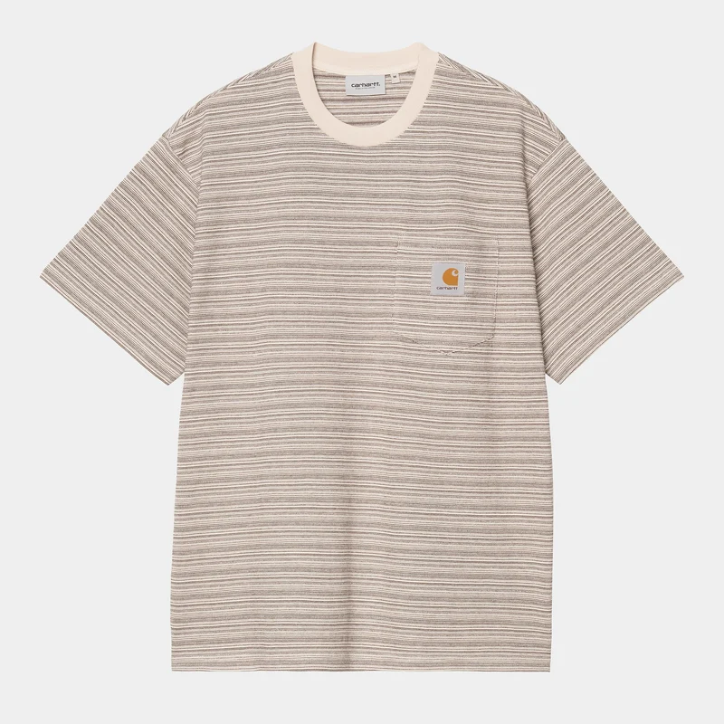 Carhartt WIP Herren Gellar Gestreiftes T-Shirt mit Tasche | Wachs
