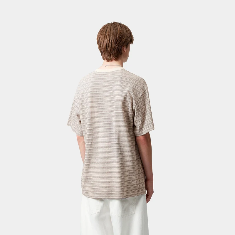 Carhartt WIP Herren Gellar Gestreiftes T-Shirt mit Tasche | Wachs
