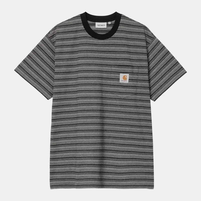 Carhartt WIP Herren Gellar Gestreiftes T-Shirt mit Tasche | Schwarz