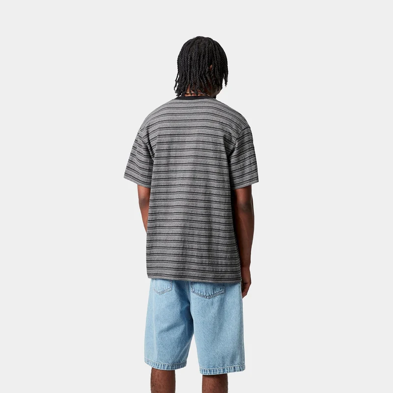 Carhartt WIP Herren Gellar Gestreiftes T-Shirt mit Tasche | Schwarz