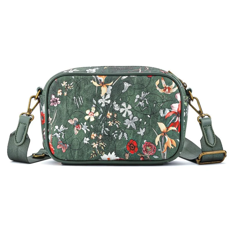 Zip Up Shoulder Bag - RIM38003 / 324 471 - Green Floral