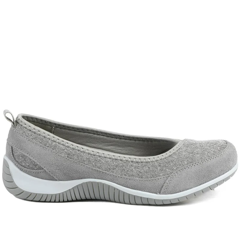 Wide Fit Memory Foam Floral Pumps - BRK43007 / 329 007 - Grey