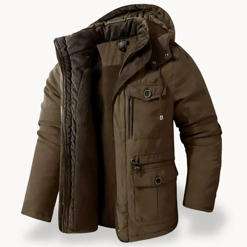 Alexander | Herren Winterjacke mit Fleece-Futter robuste Outdoorjacke mit Kapuze