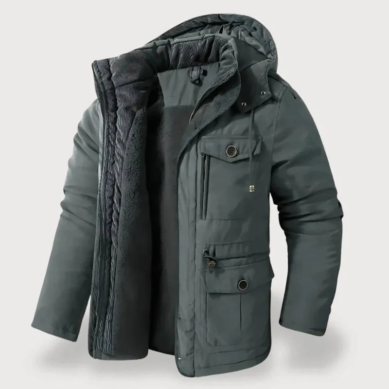Alexander | Herren Winterjacke mit Fleece-Futter robuste Outdoorjacke mit Kapuze