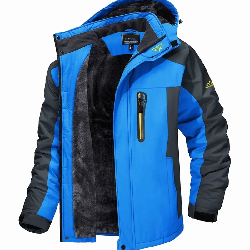 Alexander | Herren Fleecegefütterte Winterjacke mit Reißverschluss Kapuze Outdoor