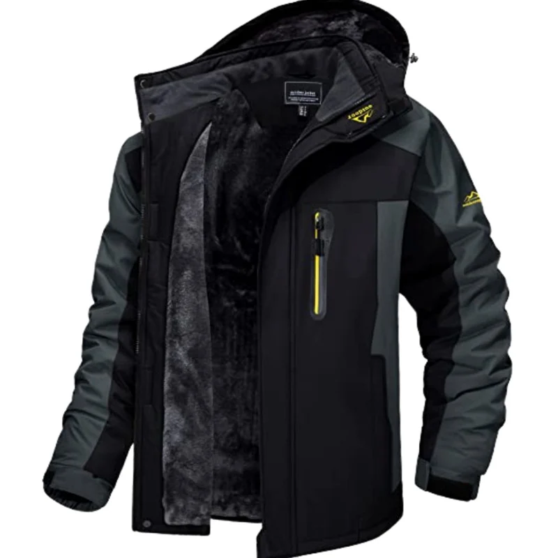 Alexander | Herren Fleecegefütterte Winterjacke mit Reißverschluss Kapuze Outdoor