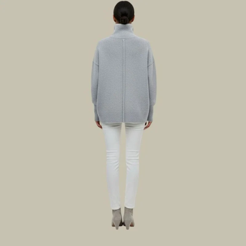 Annika | Locker Geschnittener Rollkragen Strickpullover für Damen Oversized