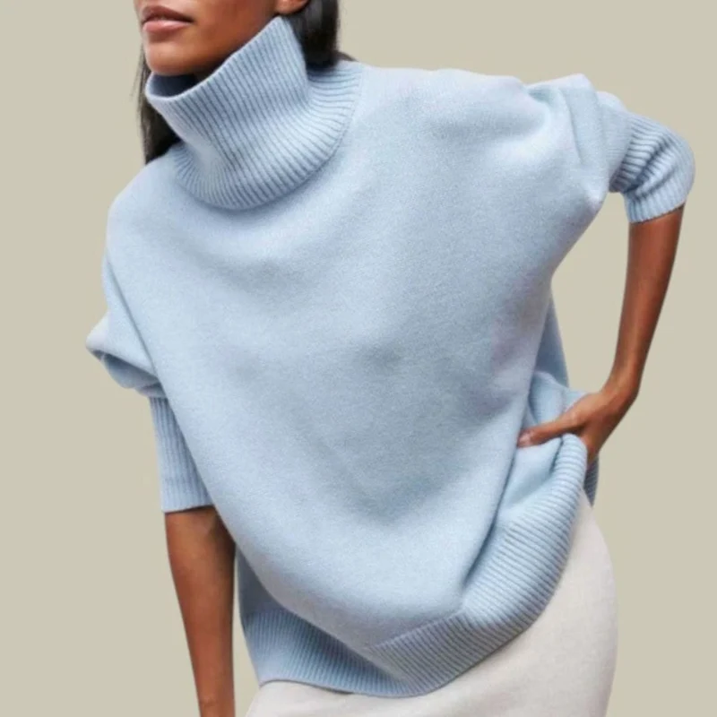 Annika | Locker Geschnittener Rollkragen Strickpullover für Damen Oversized