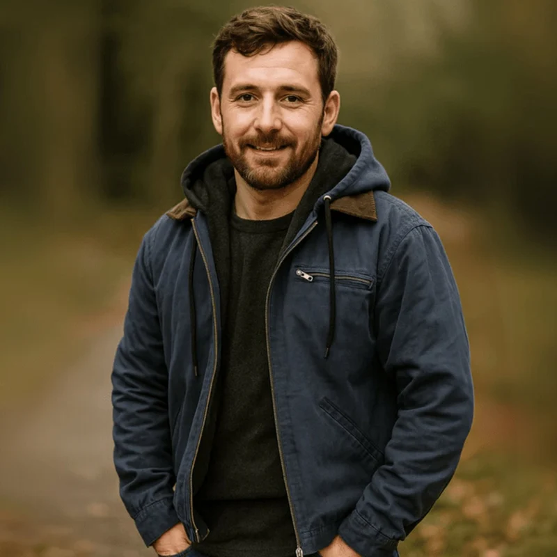 Sebastian | Herren Vintage Winterjacke mit Kapuze und Reißverschluss Fleecefutter