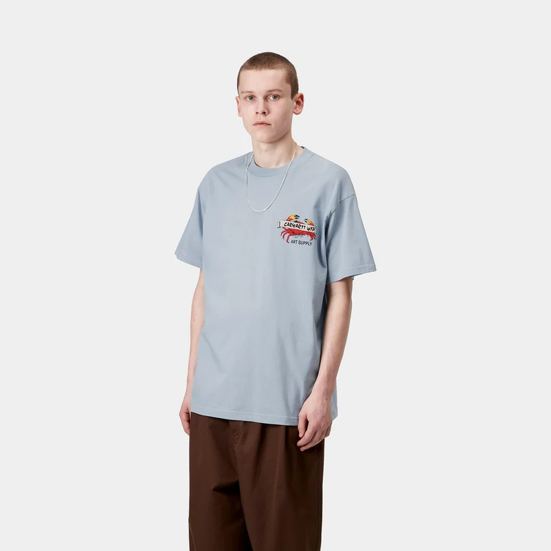 Carhartt WIP Herren Crab Paint T-Shirt | Frosted Blue