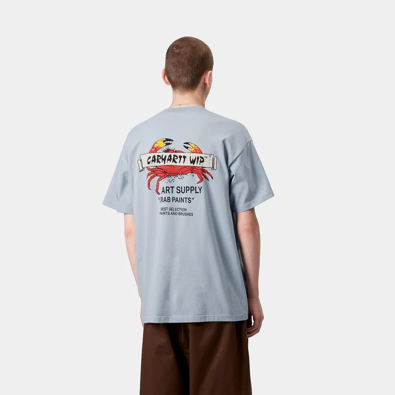 Carhartt WIP Herren Crab Paint T-Shirt | Frosted Blue