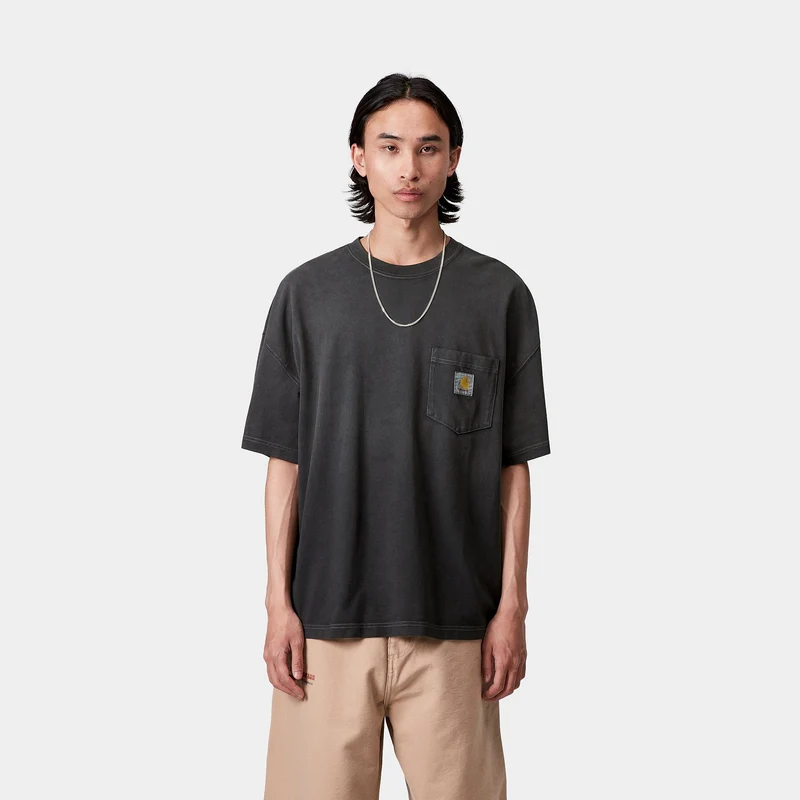 Carhartt WIP Herren Hudson Chalk Wash Pocket T-Shirt | Schwarz