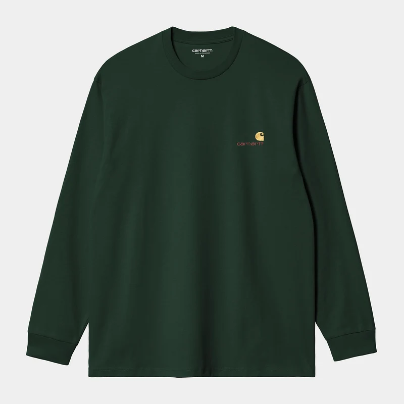 Carhartt WIP Herren American Script Langarm-T-Shirt | Nadelbaum