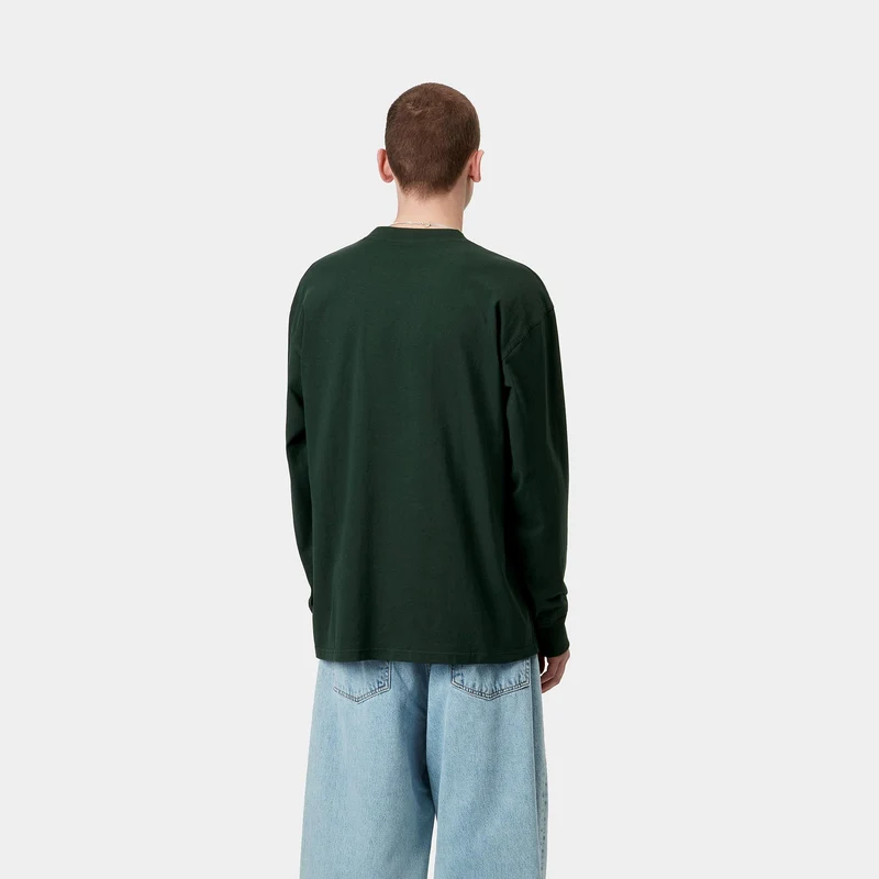 Carhartt WIP Herren American Script Langarm-T-Shirt | Nadelbaum