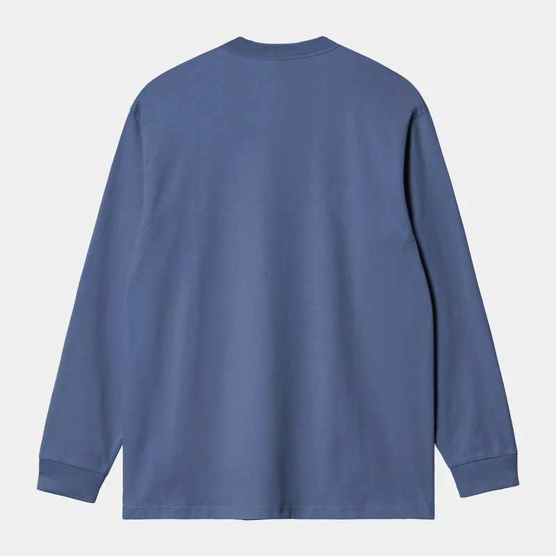 Carhartt WIP Herren American Script Langarm-T-Shirt | Blaue Iris