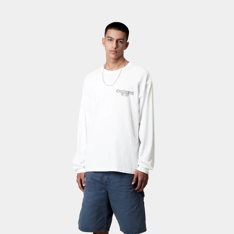 Carhartt WIP Herren Chain Link Langarm T-Shirt | Weiß