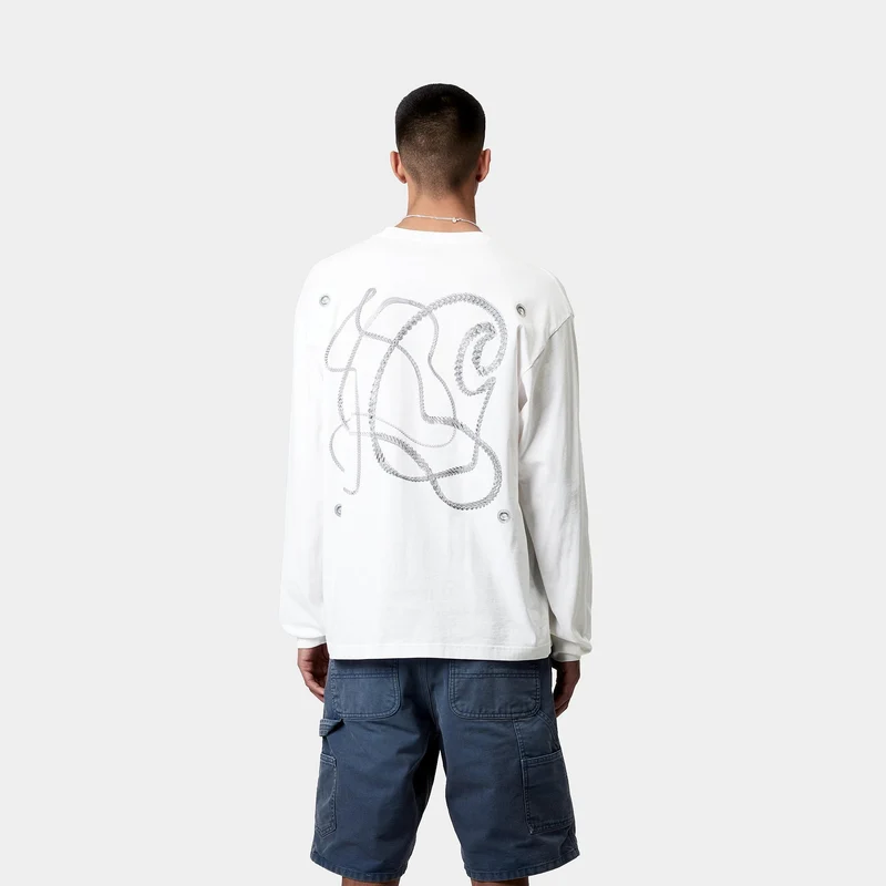 Carhartt WIP Herren Chain Link Langarm T-Shirt | Weiß