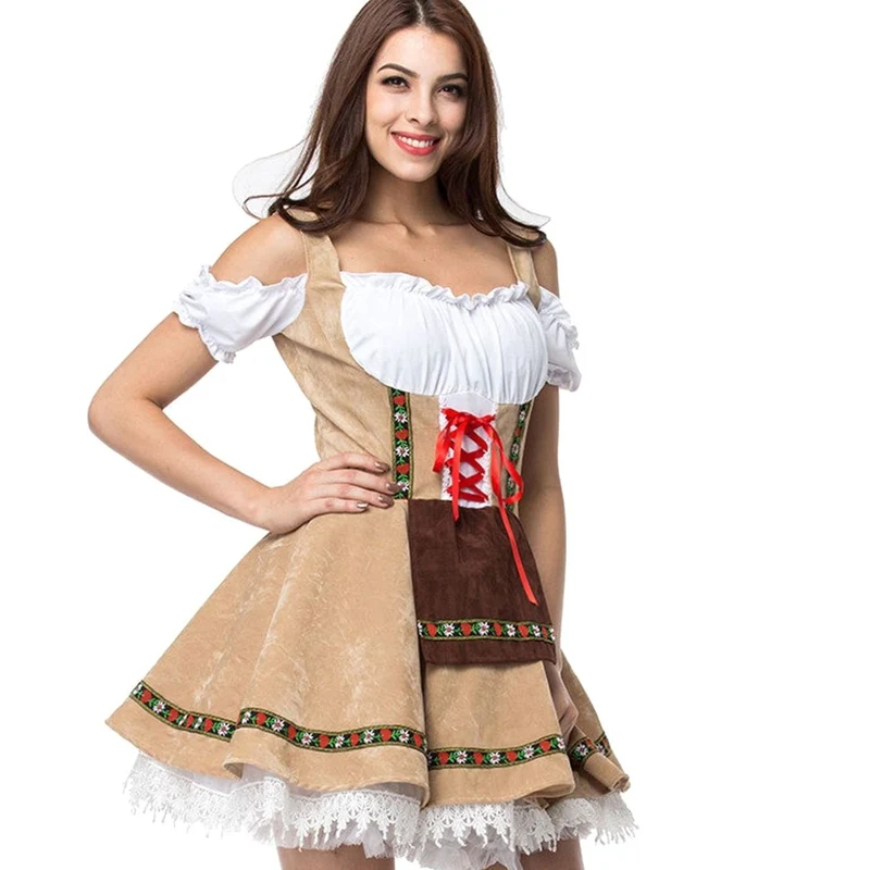 Greta | Damen Oktoberfest Dirndl Kleid Schulterfreis Schnürmieder Spitze