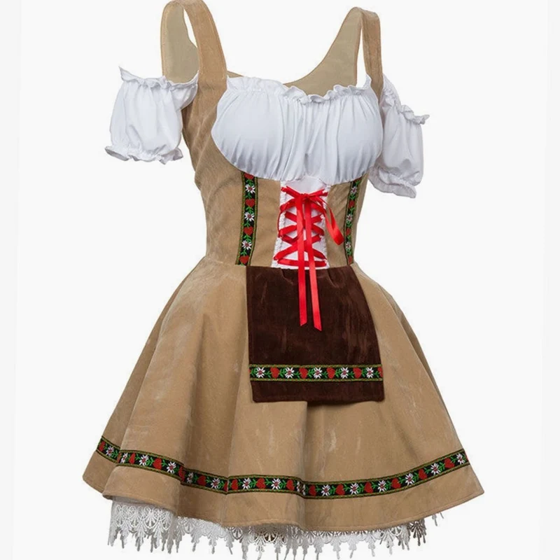 Greta | Damen Oktoberfest Dirndl Kleid Schulterfreis Schnürmieder Spitze