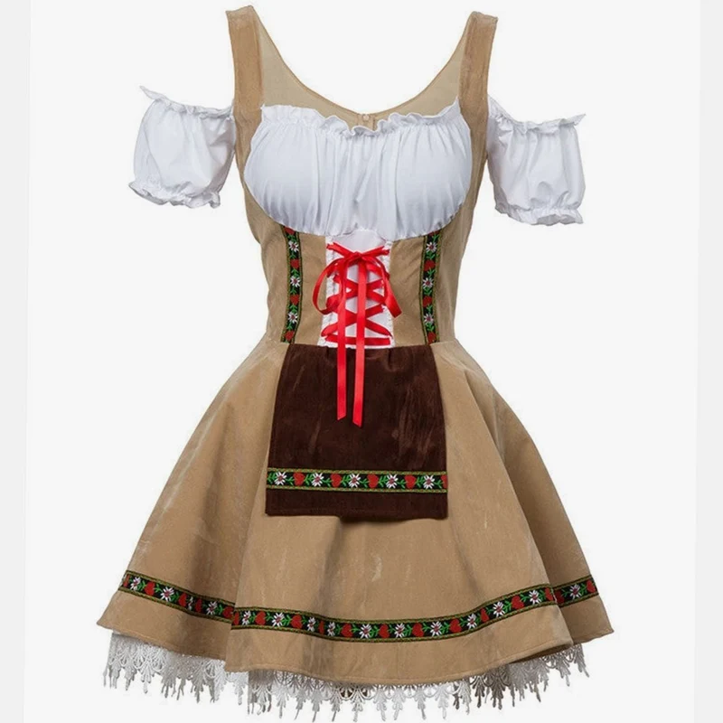 Greta | Damen Oktoberfest Dirndl Kleid Schulterfreis Schnürmieder Spitze