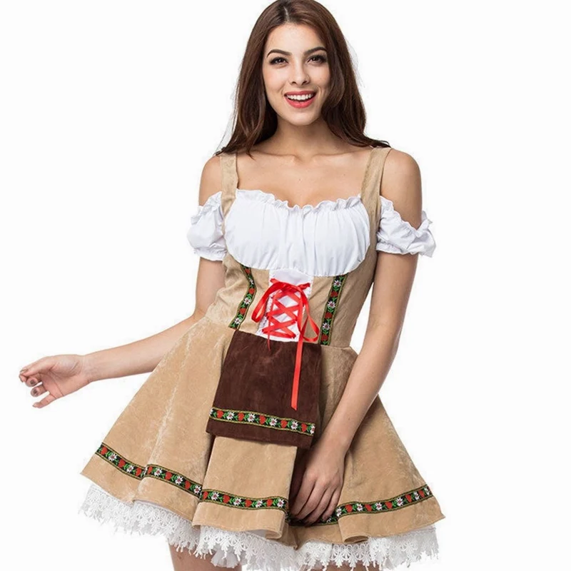 Greta | Damen Oktoberfest Dirndl Kleid Schulterfreis Schnürmieder Spitze
