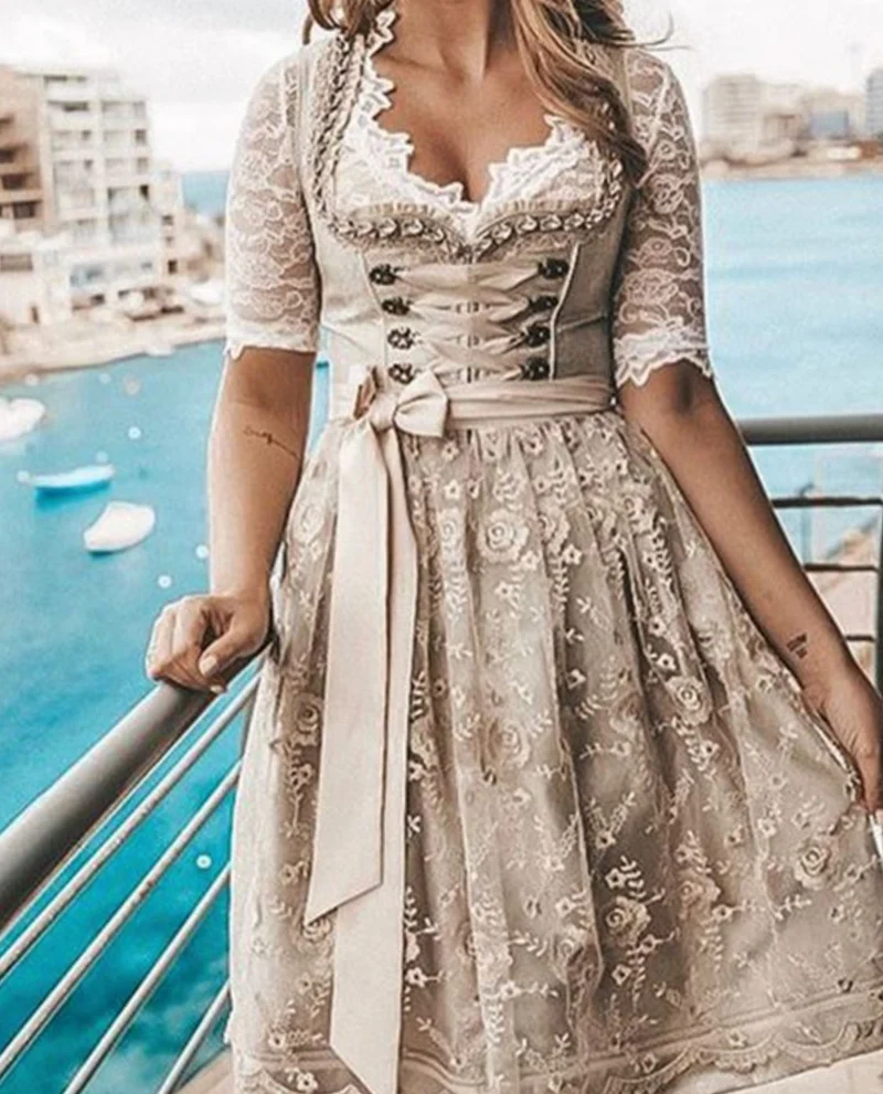 Johanna | Oktoberfest Dirndl Trachtenkleid mit Spitzenschürze Damen