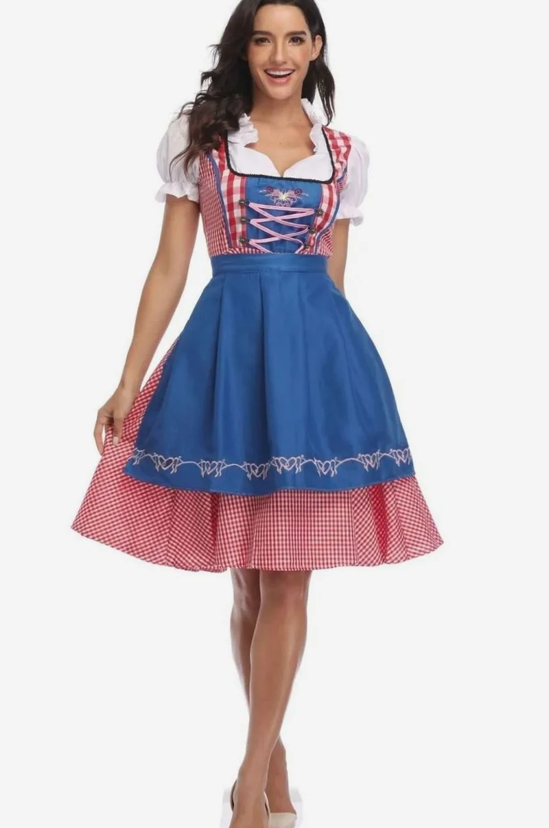 Annika | Damen Oktoberfest Trachtenkleid mit Schürze A-Linie Minikleid