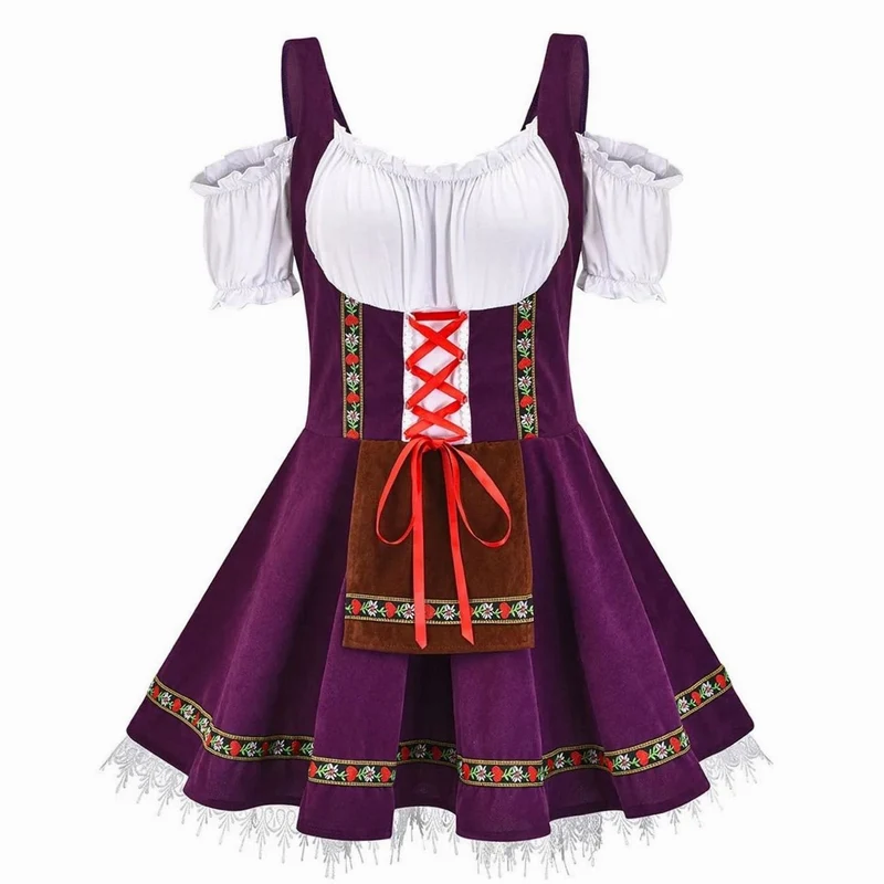 Annika | Damen Oktoberfest Trachtenkleid mit Schürze A-Linie Minikleid