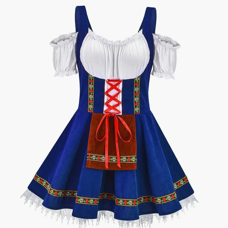 Annika | Damen Oktoberfest Trachtenkleid mit Schürze A-Linie Minikleid