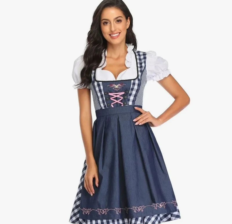 Annika | Damen Oktoberfest Trachtenkleid mit Schürze A-Linie Minikleid