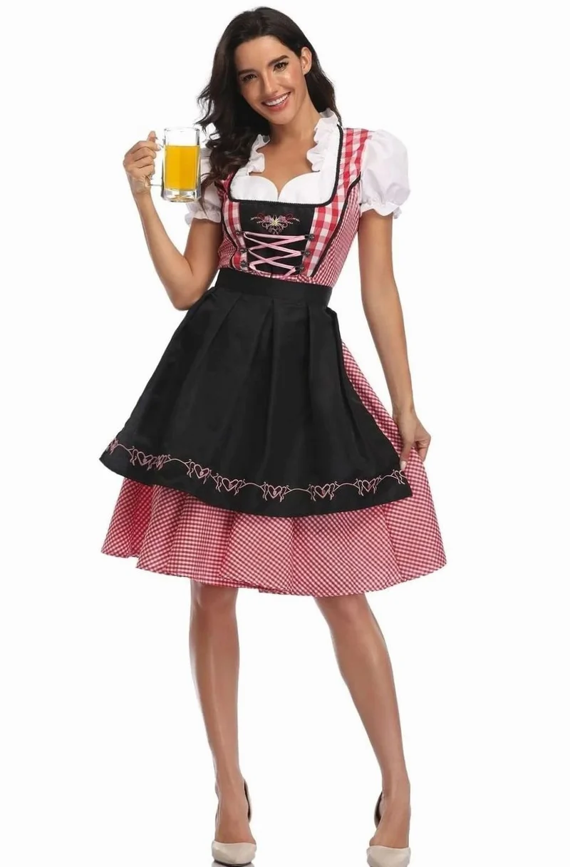 Annika | Damen Oktoberfest Trachtenkleid mit Schürze A-Linie Minikleid