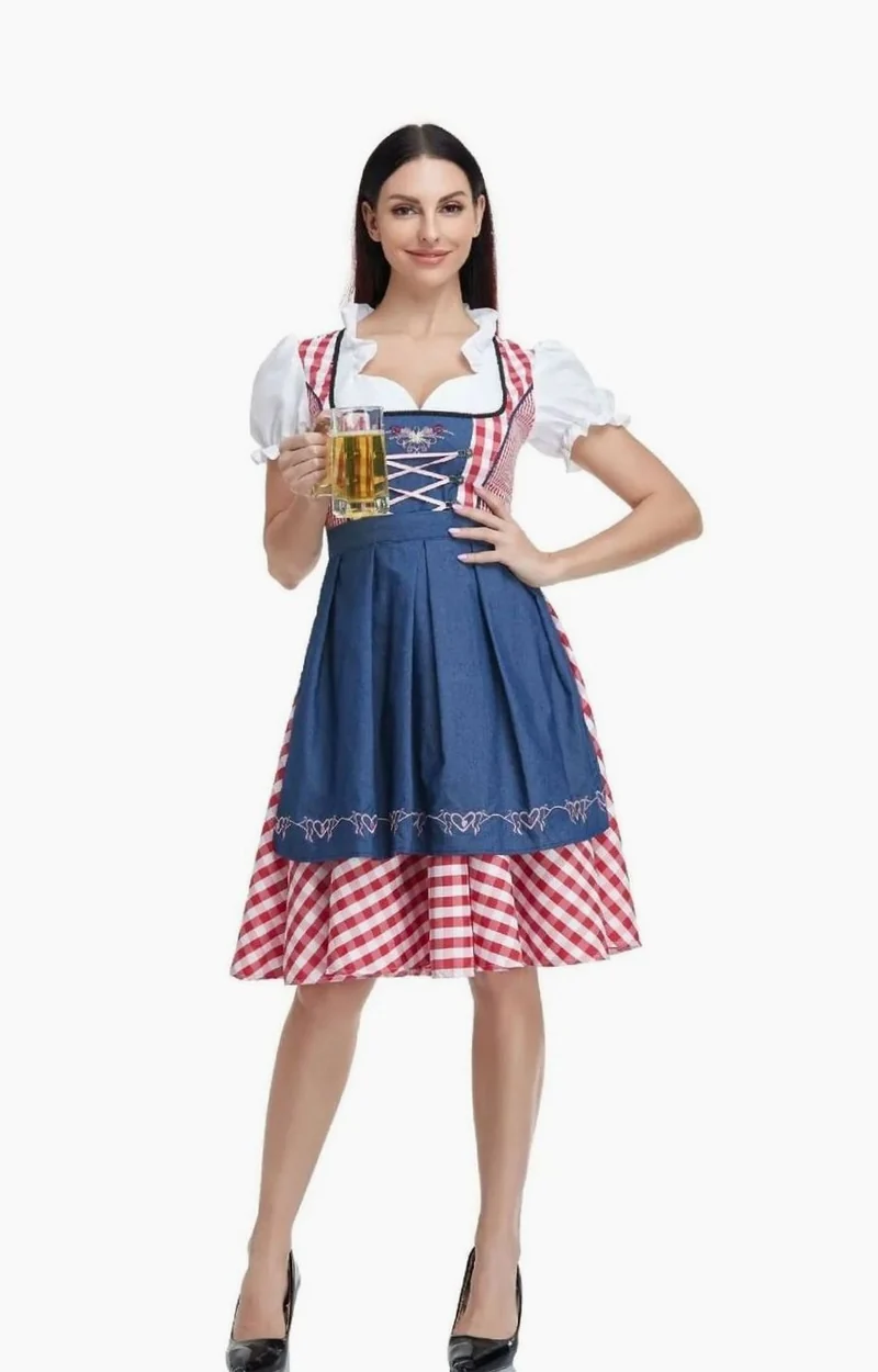 Annika | Damen Oktoberfest Trachtenkleid mit Schürze A-Linie Minikleid