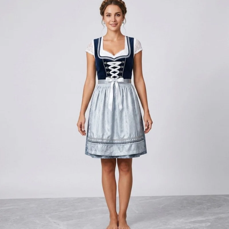 Clara | Damen Oktoberfest Dirndl Kleid Rüschenbluse Schürze Trachtenkleid