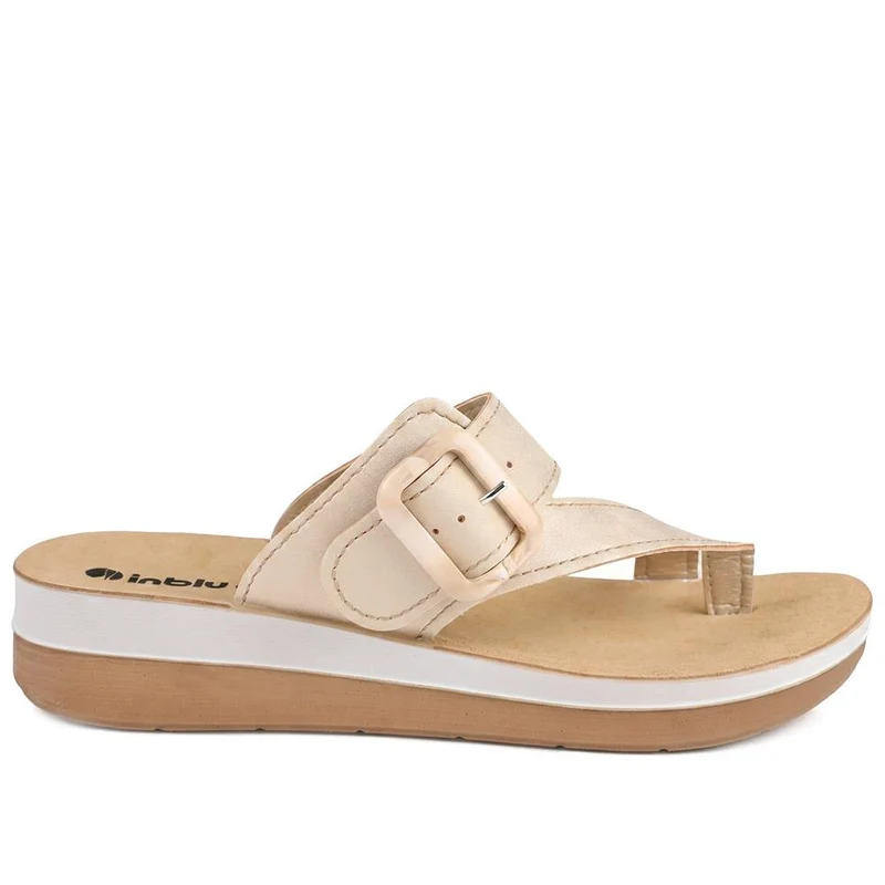 Inblu Buckle Fasten Toe Post Sandals - INB43056 / 330 395 - Beige